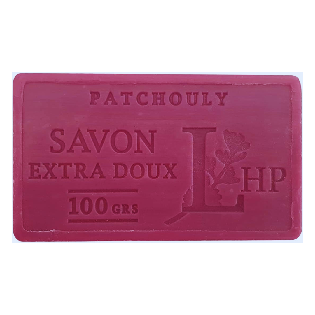 Savon de Marseille 72% huile d’olive Patchouli 100g, savon naturel extra doux fabriqué en Provence, hydratant et sans parabène.
